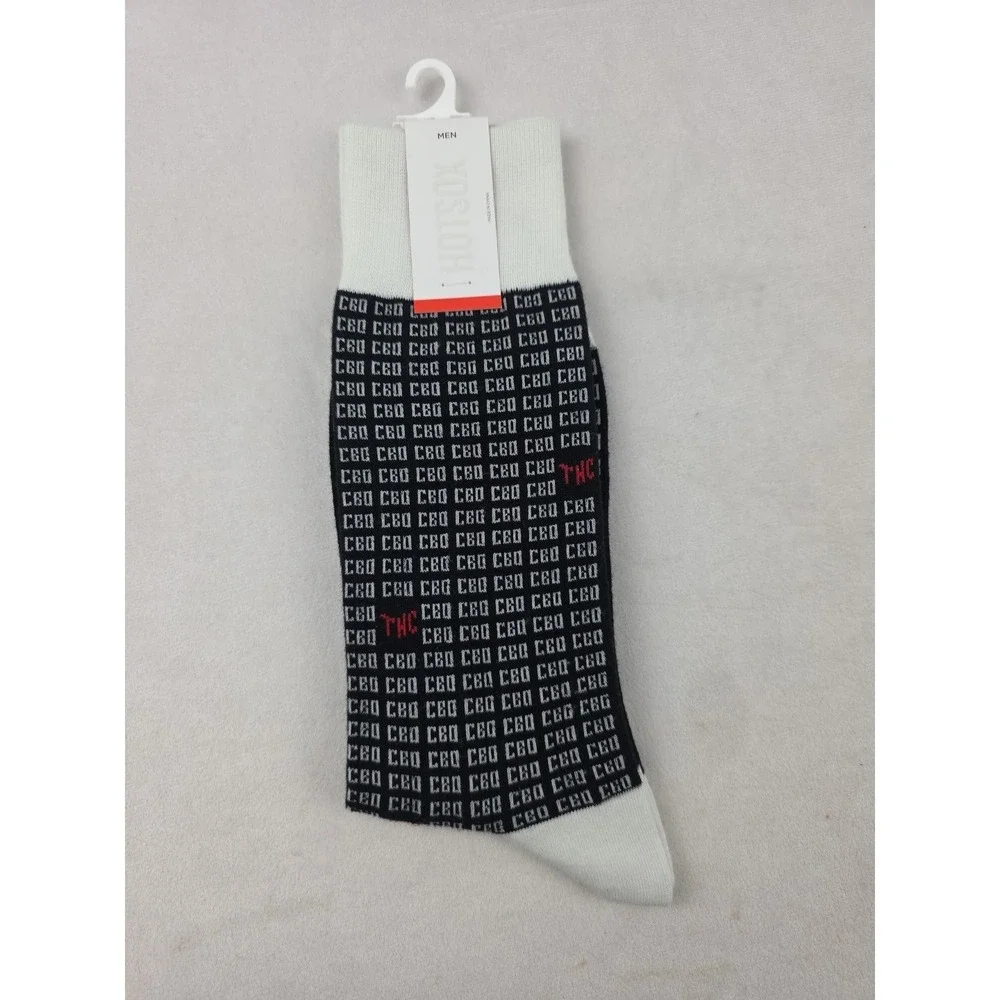 HOT SOX Men's CBD THC Socks Black Print Gift Size 6-12 Funny Humorous